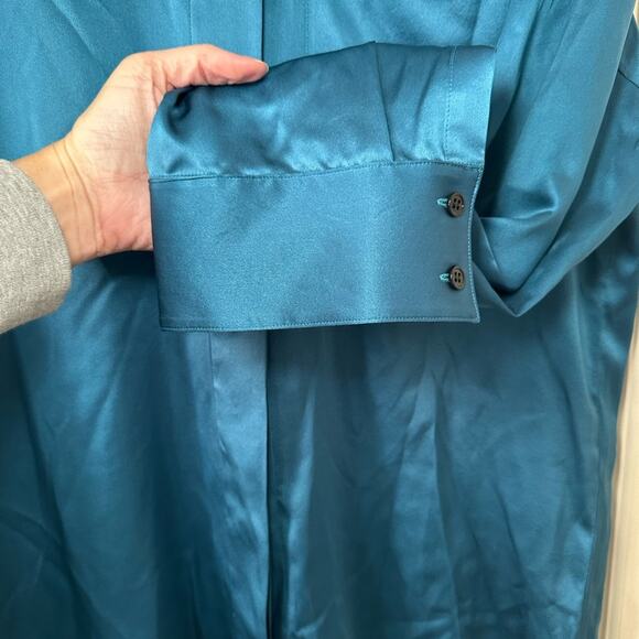 Haider Ackermann Silk Charmeuse Shirt in Turquoise Oversize FR 34 - Picture 6 of 13